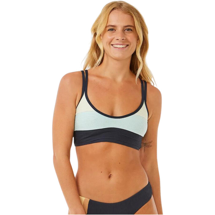 2024 Rip Curl Womens Block Party Spliced Crop Top 0DXWSW - Navy